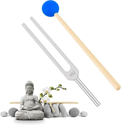 Miniatura 11 de EASTROCK Juego de tenedores de afinación para terapia musical y yoga - 4 piezas de tenedores afinados (MI 528 Hz, 128 Hz, 256 Hz, 512 Hz)