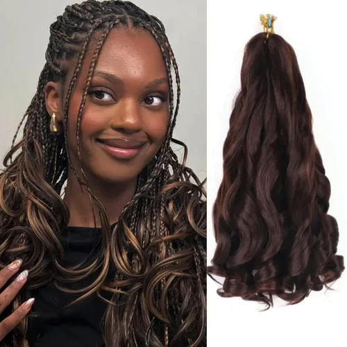 Miniatura 37 de Cabello rizado francés para trenzar de 12 pulgadas, 8 paquetes de cabello rizado preestirado para trenzas de caja, rizos franceses, trenzas