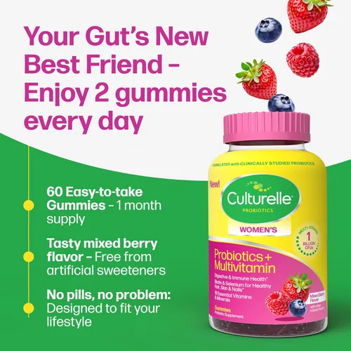 Miniatura 4 de Culturelle® Probióticos + multivitamínicos para mujer, apoya la salud digestiva e inmunológica, biotina y selenio para un cabello, piel, uñas