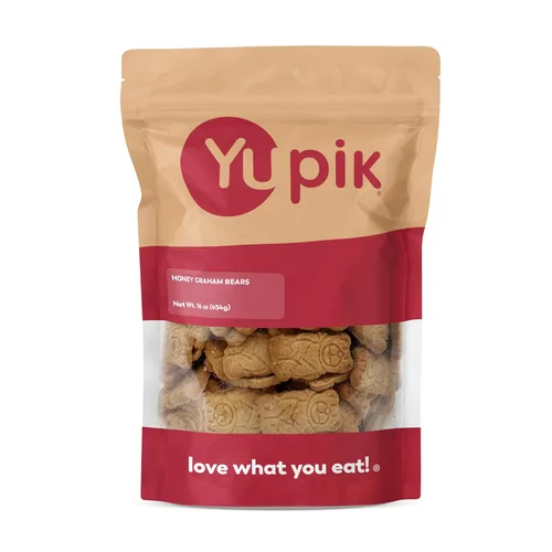 Yupik Honey Graham Bears, 1 libra, mini galletas, aperitivos dulces, galletas crujientes, con miel real, galletas Graham de oso de peluche,