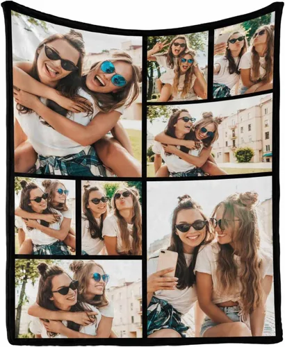 Miniatura 20 de Manta personalizada con tus fotos favoritas, manta personalizada con mis propias imágenes para familia, mamá, papá, hija, hijo, perro, hermanas