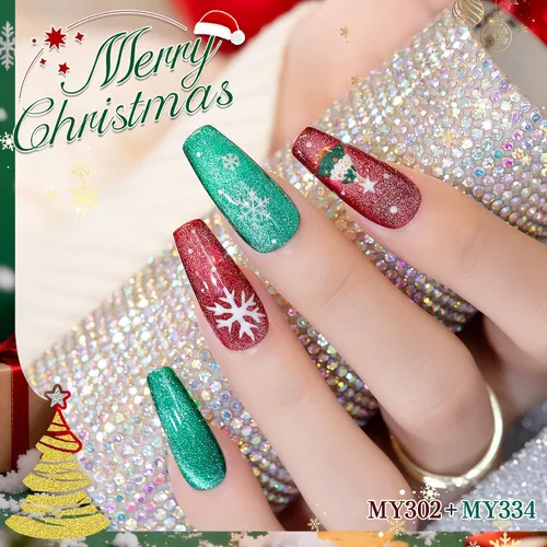 Miniatura 7 de YTD Likomey Juego de esmaltes de uñas de gel Cat Eye, 8 colores de verano con purpurina magnética de cristal con barra magnética, plateado, verde