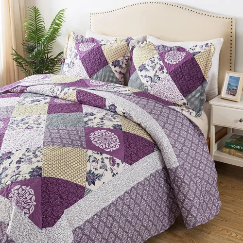 Miniatura 57 de HoneiLife Juego de colcha de tamaño King extragrande de 120 x 120 pulgadas, 3 piezas, California King extragrande, todas las estaciones, ropa