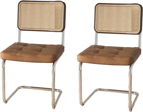 Miniatura 17 de Sillas de comedor de ratán, sillas de cocina, sillas de comedor modernas con madera maciza para cocina, sala de estar, silla de mediados de siglo