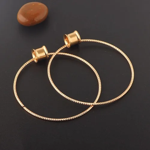 Miniatura 3 de Aretes de calibre para mujer, dilatadores de oreja colgantes con aro grande, de acero inoxidable, 2