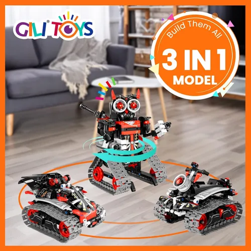 Miniatura 4 de GILI Robot Building - Kit de construcción con control remoto STEM para niños de 8 a 12 años, juguetes educativos 3 en 1 para niños de 6, 7, 8, 9