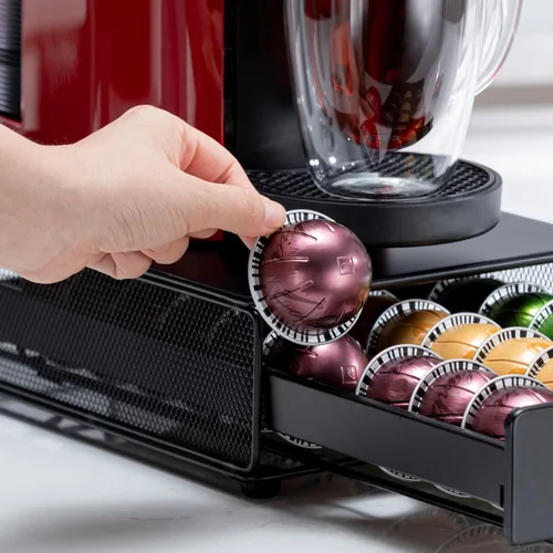 Miniatura 6 de FlagShip Cajón para cápsulas de café Nespresso Vertuo, capacidad para hasta 30 cápsulas grandes Vertuo, ahorra espacio, diseño extraíble suave, se