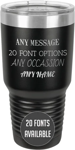 Miniatura 25 de Vaso de acero inoxidable aislado con tapa de 20 onzas (17 colores) personalizado con recubrimiento en polvo, grabado personalizado, nombre