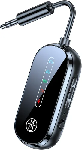 KAIY Transmisor Bluetooth Receptor Aux, adaptador Bluetooth de avión de doble enlace de baja latencia para auriculares/TV/coche/PC/Gimnasio/estéreo