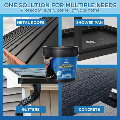 Miniatura 3 de Sellador impermeable negro, revestimiento impermeable de 35 onzas, revestimiento de reparación de fugas para planos, metal, techos, cimientos
