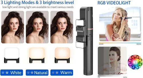 Miniatura 6 de Trípode extensible de seguimiento facial automático con luz, trípode giratorio 360, control de movimiento automático o manual, disparo de cámara