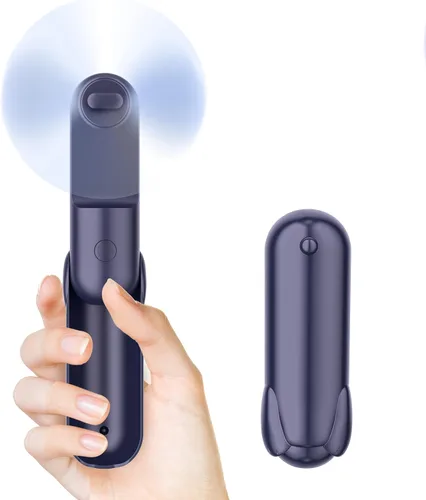 Mini Ventilador de Mano, Ventilador de Mano Portátil con USB Recargable, Batería Operada de 2000 mAh, 3 Velocidades Ajustables, Pequeño Ventilador