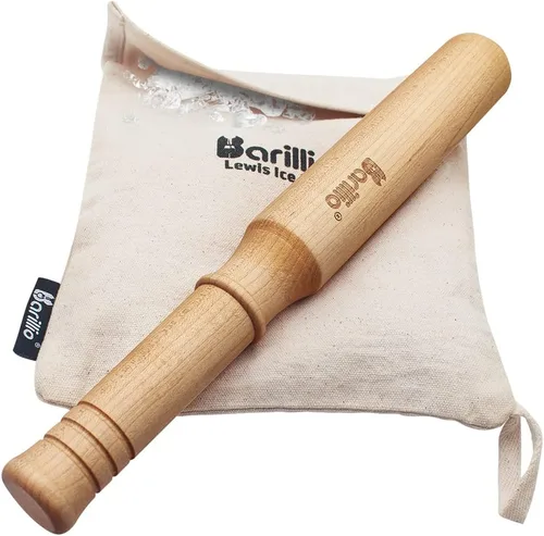 Barillio Juego de mazo y bolsa Lewis de Big Shot - Big-Shot de madera de 13.75 pulgadas y martillo de hielo para cócteles con bolsa de trituración