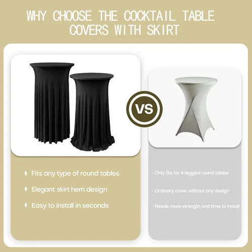 Miniatura 5 de ANMINY Paquete de 4 fundas para mesa de cóctel de elastano con falda con volantes, ropa de cama elástica para mesas redondas de 24 pulgadas