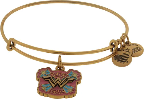 Alex and Ani Wonder Woman, Peace Love - Brazalete de oro rafeeliano, talla única, Latón, No es una piedra preciosa