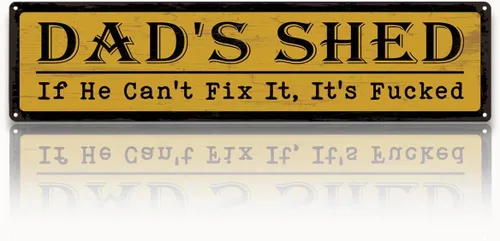 Miniatura 12 de Metal Fathers Day Gift, Retro Metal Tin Sign, Man Cave Decor, Papa's Garage, If He Can't Fix It We're Screwed, Garage Workshop Decor, Gift for Papa