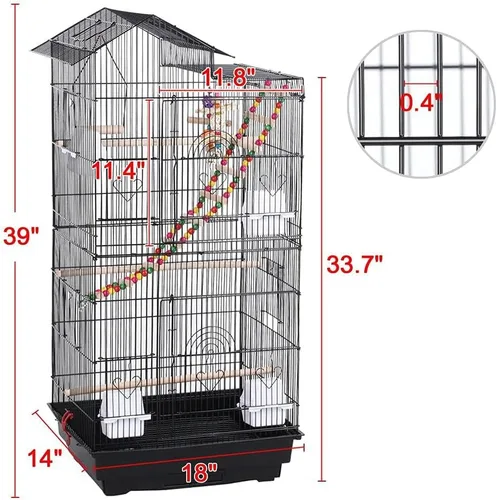 Miniatura 3 de Yaheetech Jaula de 39 pulgadas para pájaros de techo grande para loros pequeños, cacatúas, periquitos del sol, conure de mejillas verdes