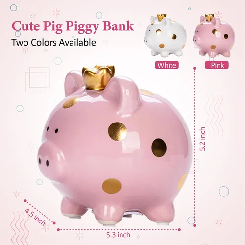Miniatura 3 de Alcancía para niñas, pequeño banco de ahorro de dinero de cerámica para niños pequeños, caja de monedas decorativa de porcelana, pequeño contenedor