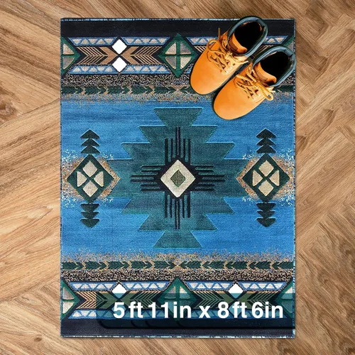 Miniatura 76 de YHSF South West - alfombra estilo nativo americano del suroeste C318 - fácil de limpiar, gruesa, suave, duradera, alfombra inspirada en tribus