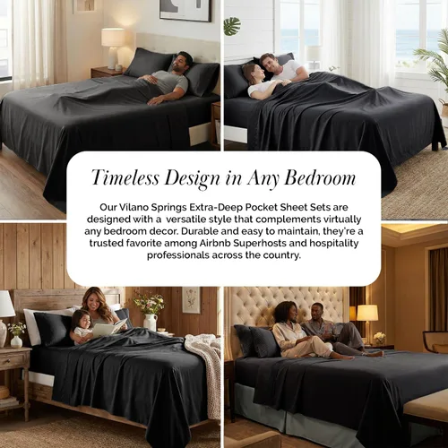 Miniatura 7 de Southshore Fine Linens®, juego de ropa de cama con bolsillo profundo, Microfibra, Negro, gemelo