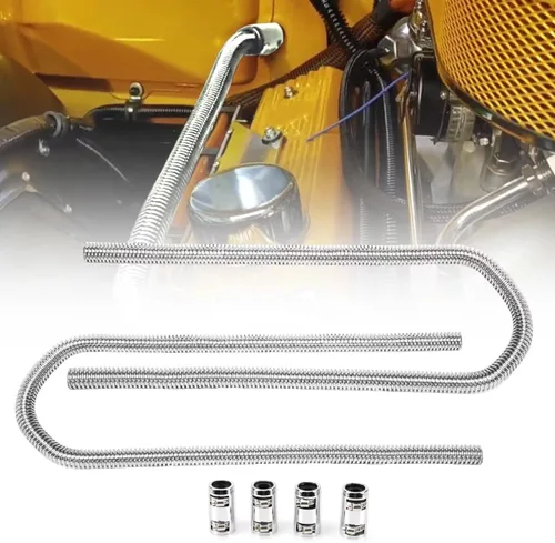 Miniatura 8 de Manguera de radiador de acero inoxidable de 36 pulgadas, adaptador universal flexible de mangueras de agua, kit de manguera de radiador de Negro