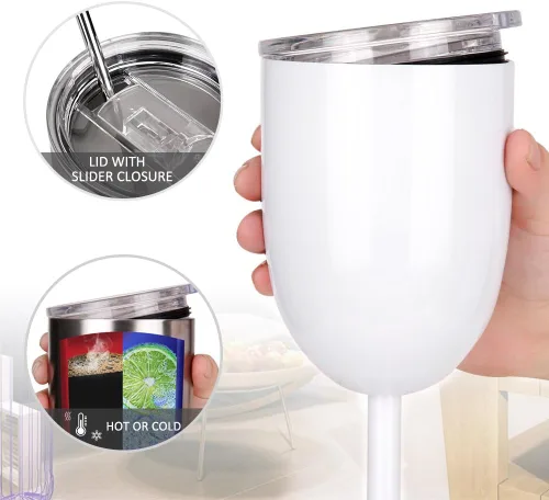 Miniatura 3 de AMZUShome Copas de vino de acero inoxidable. Vaso de vino de doble pared aislado al vacío con tapa y pajita. Amistad, Navidad, regalos de cumpleaños