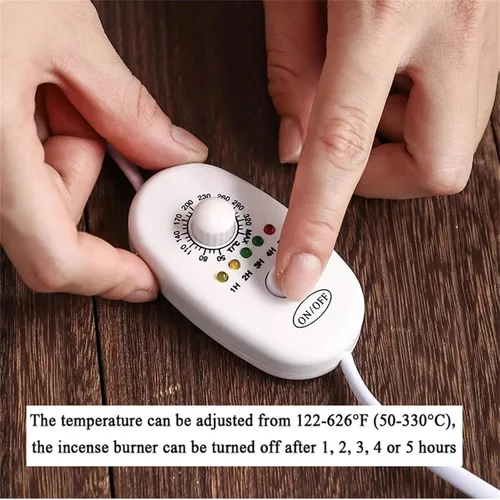 Miniatura 2 de Quemador eléctrico de resina con temporizador, quemador de incienso de cerámica, incienso de 110 V para porche, patio, jardín, oficina, yoga, sala