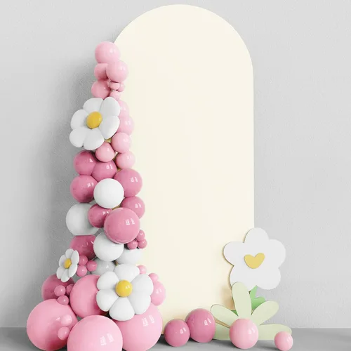 Miniatura 20 de Asee'm Cubierta de arco de boda de 6 pies, color beige, ajustada, cubierta de elastano ajustable de 2 caras, cubierta de fondo para decoración