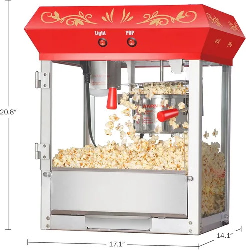 Miniatura 5 de Great Northern Popcorn - Máquina de palomitas de maíz de 4 onzas con hervidor de acero inoxidable, luz de calentamiento calentada y cajón de viejas