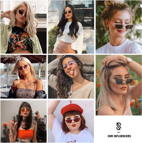Miniatura 2 de SOJOS Gafas de sol pequeñas Cateye Moda Estrecha Diversión Moda Rectángulo Sunnies SJ1127