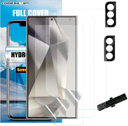 Miniatura 16 de LOOKSEVEN Paquete de 3 protectores de pantalla de película de hidrogel (no vidrio) + 2 paquetes de protectores de lente de cámara de vidrio templado