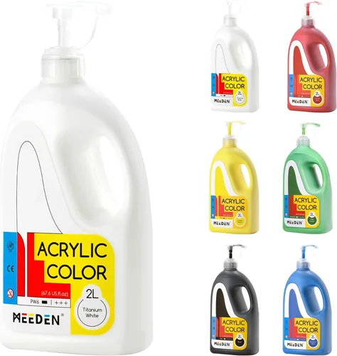 Miniatura 9 de MEEDEN Pintura acrílica azul cerúleo con tapa de bomba, 1/2 galón (2 litros/67.6 onzas), cuerpo suave, no tóxico, color rico en pigmentos, perfecta