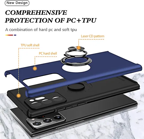 Miniatura 4 de Funda para Galaxy Note 20 Ultra, con protector de pantalla de TPU flexible autorreparable [2 unidades] y cubierta de cámara deslizante, soporte
