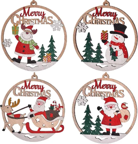 Adornos de Navidad Vintage - Juego de 4 Adornos de Árbol de Navidad Vintage para Navidad, Fiesta, Guirnalda y Adornos de Fiesta, Adornos de Navidad