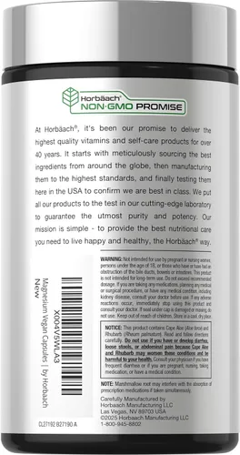 Miniatura 3 de Horbaach Magnesio 230mg Mezcla de hierbas Plus 200 cápsulas veganas Limpieza suave Suplemento sin OMG y sin gluten