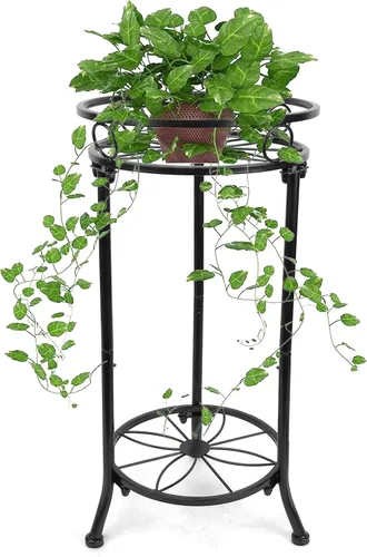 Soporte de Plantas de Interior de 2 Niveles, Soportes de Plantas de Metal Altos para Exterior de 20.3 Pulgadas Negros, Soporte de Esquina Individual