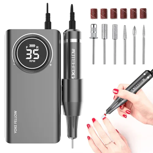 Miniatura 9 de YOKE FELLOW Taladro de uñas profesional - Taladros de uñas de 35000 RPM para uñas acrílicas, máquina profesional de brocas de uñas para eliminación