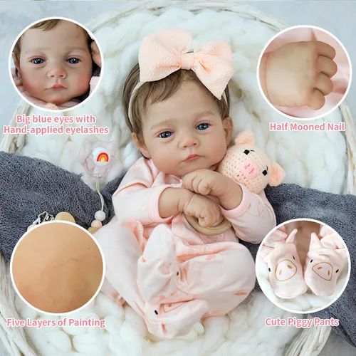Miniatura 2 de SCOM Muñecas de Bebé Reborn Realistas - Muñecas de Bebé Recién Nacido Realistas de 18 Pulgadas Adorable Niña, Muñeca de Bebé de la Vida Real