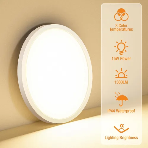 Miniatura 2 de Paquete de 2 lámparas LED de techo empotradas, 3000K-4000K-6500K y equivalente a 100W, lámpara de techo empotrada moderna para cocina de 15W