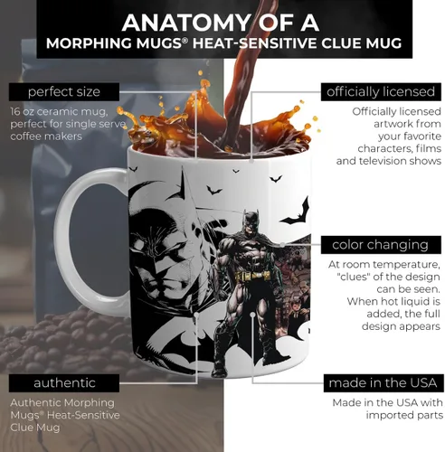 Miniatura 9 de Morphing Mugs DC Comics – Batman – Capa – Una taza sensible al calor de 16 onzas – Imagen completa revelada cuando se añade líquido caliente