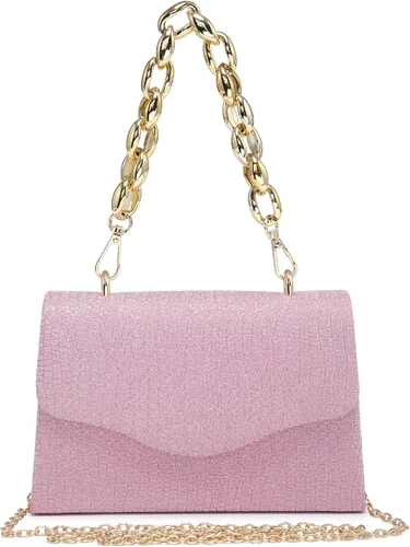 Dasein Bolso de noche brillante para mujer con cadena gruesa, bolso de cóctel, bolso de graduación, lindo bolso de mano para fiesta de boda