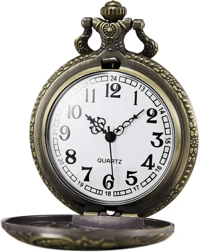Miniatura 2 de Reloj de bolsillo con tren de vapor de cuarzo para hombres y mujeres con cadena, bronce, Bronce 1, Retro