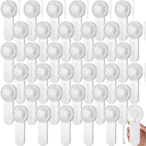 Miniatura 14 de Sumind 6 unidades de pequeño ventilador portátil personal pequeño a granel de 1 velocidad eléctrico lindo alimentado por batería para el cuello