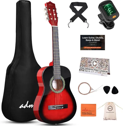 Miniatura 15 de ADM - Guitarra acústica para principiantes, 30 pulgadas, cuerdas de nailon, guitarra de madera para niños y estudiantes, lecciones en línea