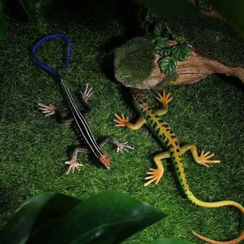 Miniatura 2 de NUOBESTY Figura de lagarto falso de juguete de plástico de lagarto figura de acción de reptil juguete para colección ciencia educativo (verde)