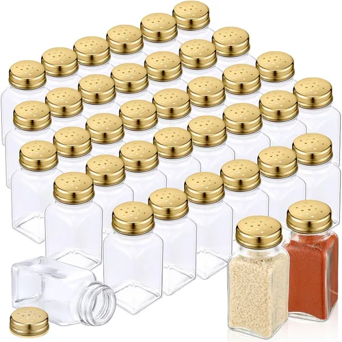 Miniatura 10 de Bokon Juego de 48 cocteleros de vidrio para sal con tapas de acero inoxidable de 2.7 oz, coctelero pequeño para especias para cocina, restaurantes