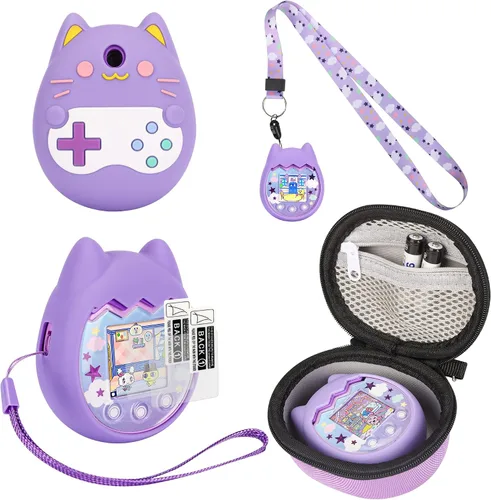 Miniatura 8 de Funda de transporte y funda de silicona compatible con la máquina de juego virtual Tamagotchi Pix para mascotas, (5 en 1) Funda de silicona para Azul