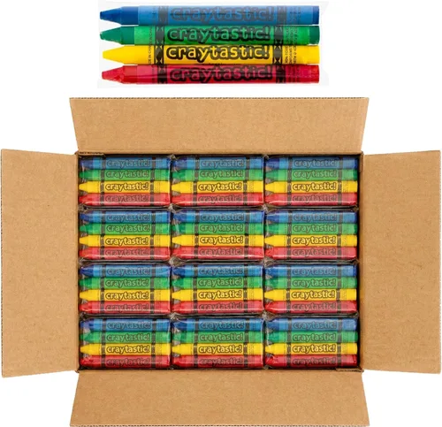 Craytastic! 75 juegos de 4 paquetes en violonchelo (300 crayones a granel de alta calidad en paquetes individuales) – Seguridad probada y no tóxica