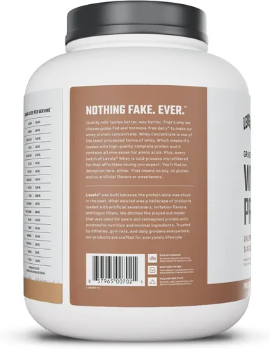 Miniatura 9 de Levels - Polvo de proteína de suero alimentado con pasto, sin artificiales, 24G de proteína, chocolate puro, 5 libras