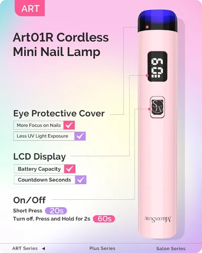 Miniatura 2 de MelodySusie ART01R - Luz UV de mano para uñas de gel y pegamento de diamantes de imitación, lámpara de uñas inalámbrica de gel X recargable